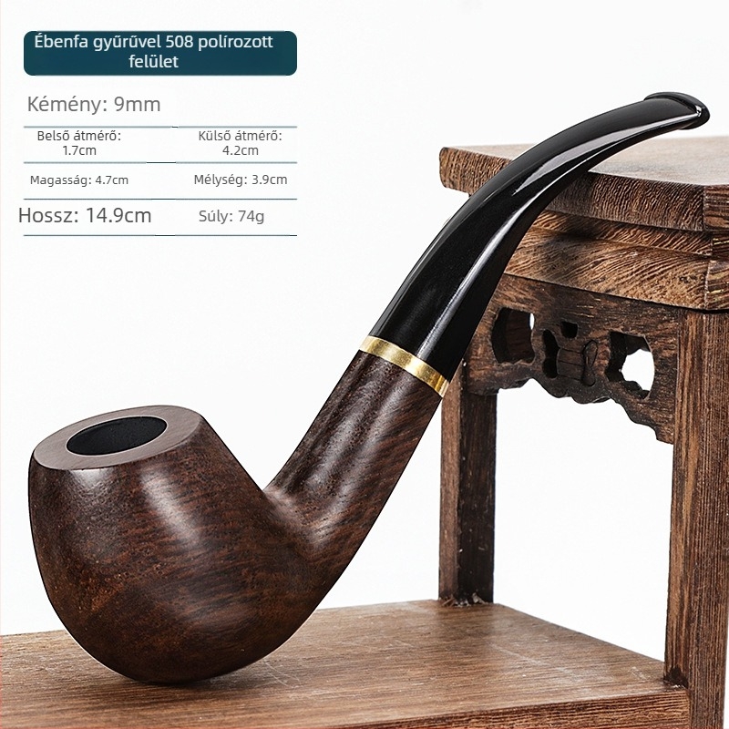 Futeng Pipe Factory Legnépszerűbb Ébenfa Pipa Gyantázás 9mm Füstszűrő Klasszikus Régimódi Tömörfa Festetlen Pipa