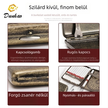 Új bronz sűrített virág 20 darabos fém tiszta réz cigarettatartó flip doboz ajándékdoboz faragott faragott virág nyomásálló porálló dohányzókészlet