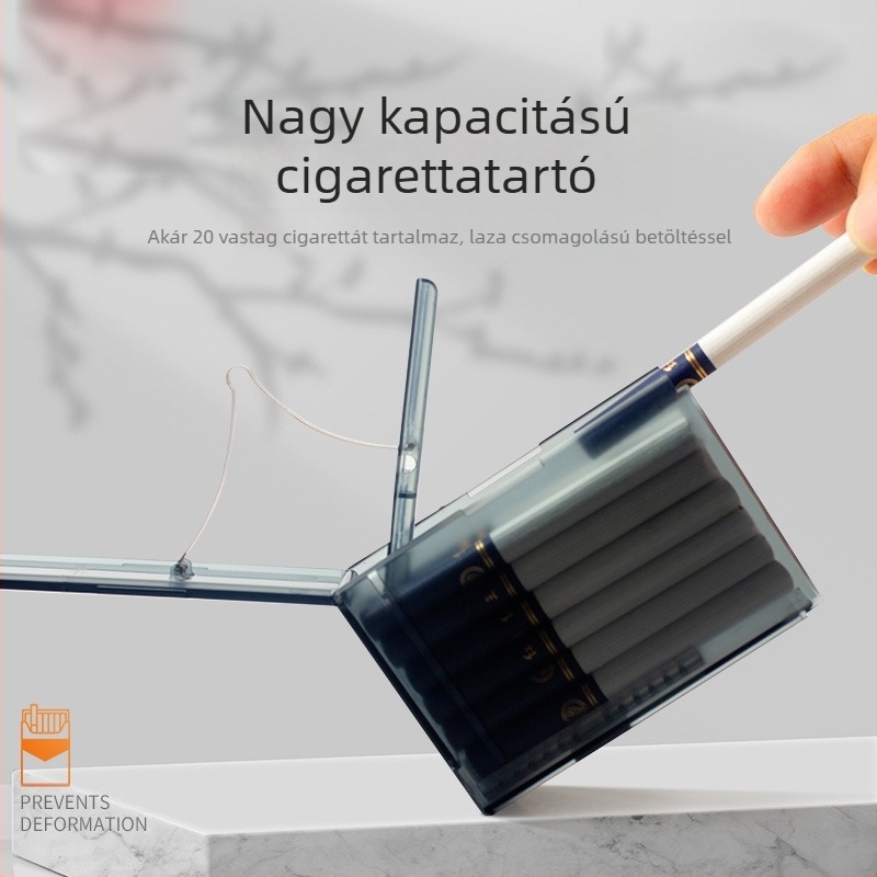 Új automata cigarettatartó, 20 darabos, teljes csomag, automata, villogó, füstös, ABS matt felületű, áttetsző, nedvességálló doboz