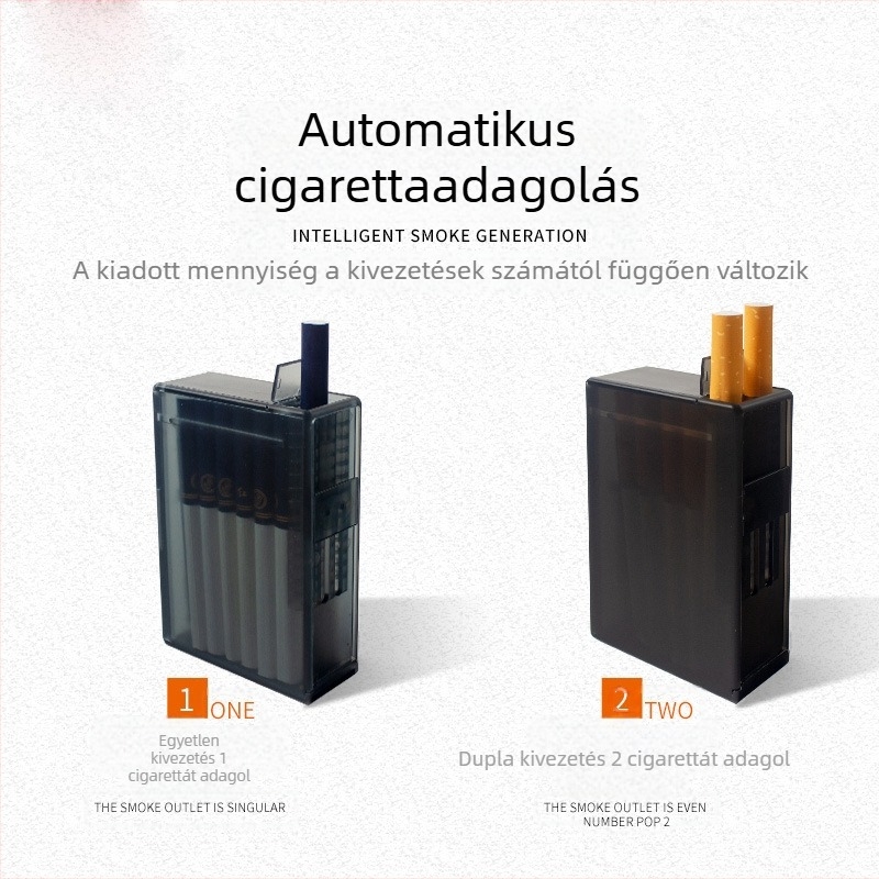 Új automata cigarettatartó, 20 darabos, teljes csomag, automata, villogó, füstös, ABS matt felületű, áttetsző, nedvességálló doboz