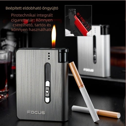 Focus 026A10 csomag automata tűzijáték tűzijáték integrált cigarettadoboz hordozható, tartós, nedvességálló, nyomásálló öngyújtó cigarettadoboz