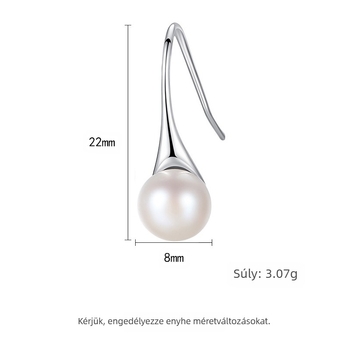 PAG & MAG gyöngy fülbevalók Advanced Sense S925 ezüst fülbevaló akasztóval 8-8,5 mm-es gőzölt kenyérgyöngyökkel, elegáns ezüst díszekkel