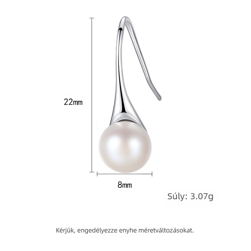 PAG & MAG gyöngy fülbevalók Advanced Sense S925 ezüst fülbevaló akasztóval 8-8,5 mm-es gőzölt kenyérgyöngyökkel, elegáns ezüst díszekkel