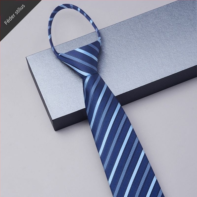 Csomó nélküli nyakkendős férfi ruha cipzáras férfi üzleti esküvői vőlegényi öltöny fekete kék laza, könnyen húzható