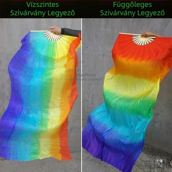 Tánclegyező Tánclegyező Színes színátmenetes szivárványlegyező Megnyújtott selyemlegyező Négyzet alakú Yangko előadás kelléklegyező