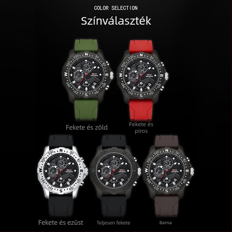 Férfi elektronikus kvarcóra, divatos, egyszerű naptáras, sport, multifunkcionális, vízálló, gyári ellátás 2024 új