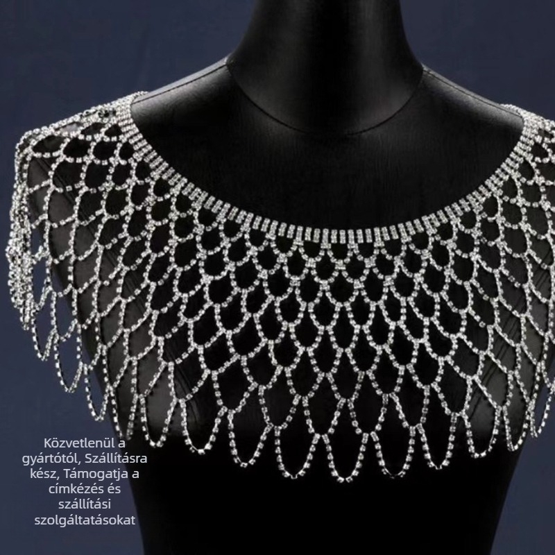 Divat strasszos hálós, üreges, hosszú bojtos medál vállra akasztható, divatos blúz, testláncos, női, határokon átnyúló, robbanásszerű