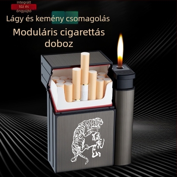 Internet Red kreatív cigarettatartó öngyújtó, integrált, 20 darabos, személyre szabott, hordozható, nyomásálló, nedvességálló cigarettagyújtó öngyújtóval