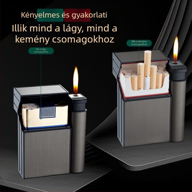 Internet Red kreatív cigarettatartó öngyújtó, integrált, 20 darabos, személyre szabott, hordozható, nyomásálló, nedvességálló cigarettagyújtó öngyújtóval
