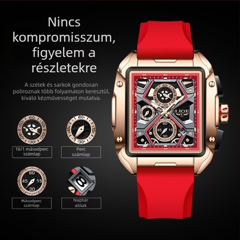 Határokon átnyúló új divatos, niche személyiségű, négyzet alakú kvarcóra, nagyméretű számlappal, multifunkcionális, nagy értékű, világító férfi karóra