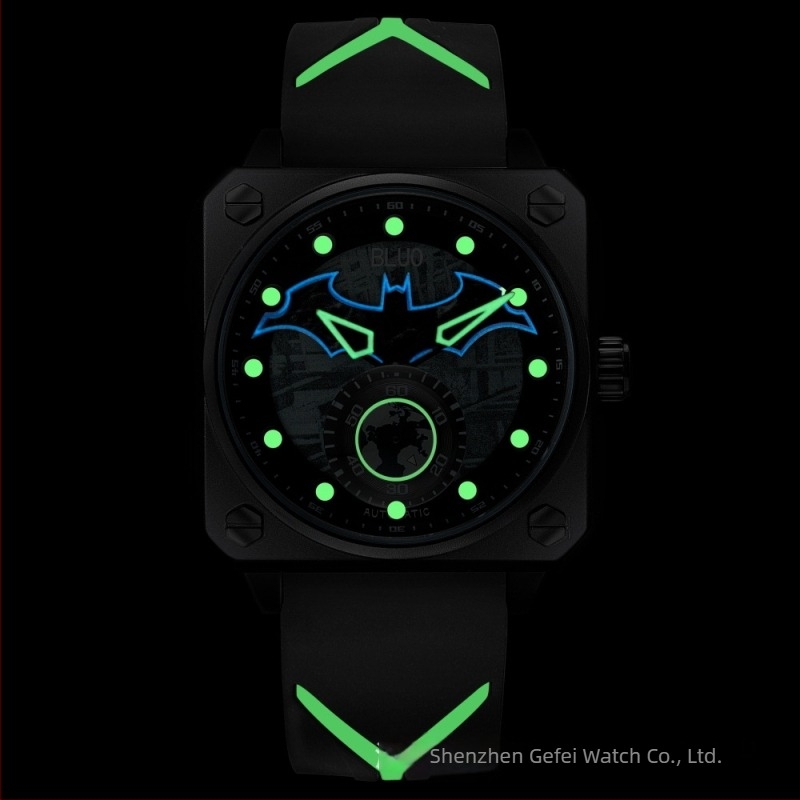 Kék Batman teljesen automata mechanikus fiú hétköznapi futóóra lány sport divatos kreatív óra