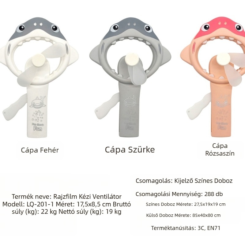 Határokon átnyúló aranyos rajzfilm kézi ventilátor cápa hordozható kézi ventilátor nyári kézi mini ventilátor