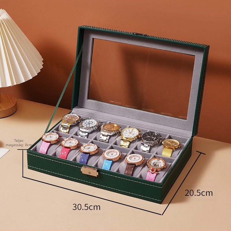 Független tetőablakos órakijelző doboz háztartási óratároló doboz üveggel, kiváló porálló órakijelző dobozzal