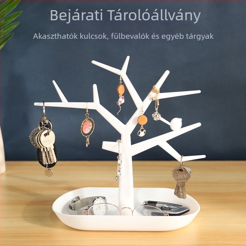 Bejárati tároló műtárgy fa színű kreatív ékszertartó medál gyűrű fülbevalók kijelző állvány tároló műtárgy