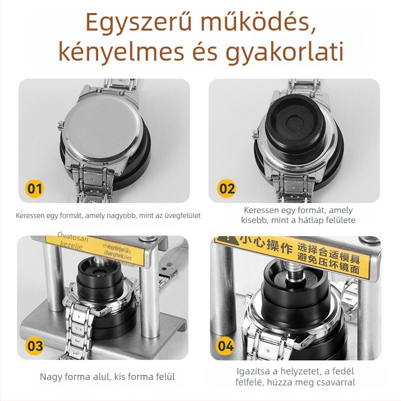 Órajavító szerszám fedélprés kézi nyomású óra kvarcóra fedélváltó elemtartó fedélnyitó speciális javítószerszám
