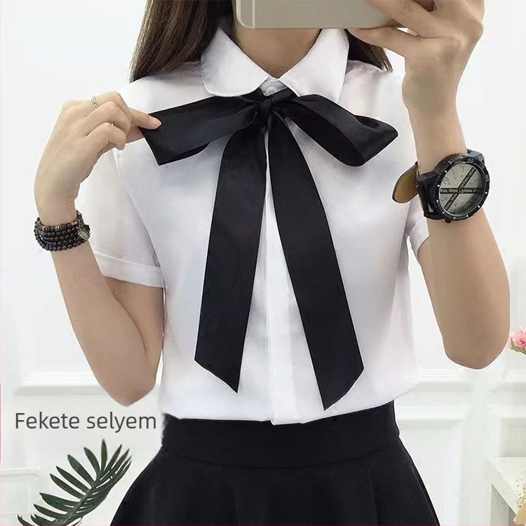 Női csipke csokornyakkendő új koreai stílusú brit akadémia stílusú hullámos pöttyös egyszínű sifon kézikötő szalag divatos masni