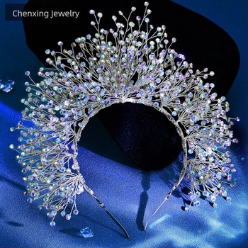 Star CX193 európai és amerikai menyasszonyi ruha nagy koronás fejdísz menyasszony hangulatos hajkiegészítők titkosított fényes strasszos hajkarika