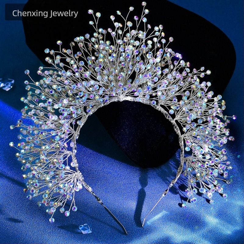 Star CX193 európai és amerikai menyasszonyi ruha nagy koronás fejdísz menyasszony hangulatos hajkiegészítők titkosított fényes strasszos hajkarika