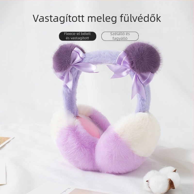 Téli új meleg fülpárnák női diákok őszi és téli ingázós, minden mérkőzésre alkalmas, hidegálló, vastagított, meleg fülplüss összecsukható fültok