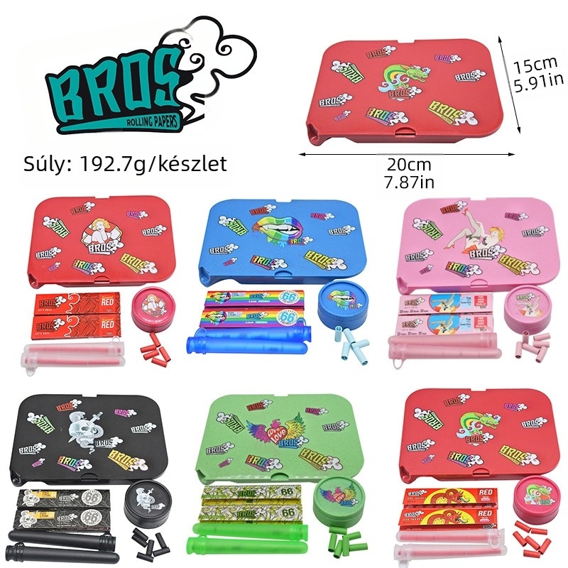 Határokon átnyúló, népszerű értékesítésű, biológiailag lebomló, színes kézi cigarettatartó tálca, cigarettadaráló, kétrétegű műanyag daráló