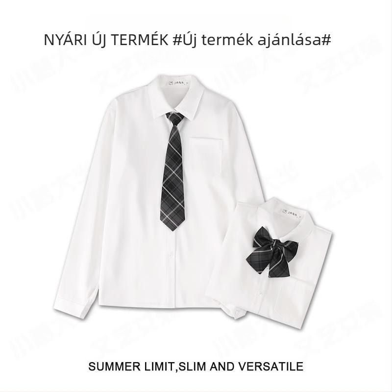 Női Kis méretű őszi-téli felső, luxus JK felsőruházat, fehér ing, lányka diákfelső fehér inggel
