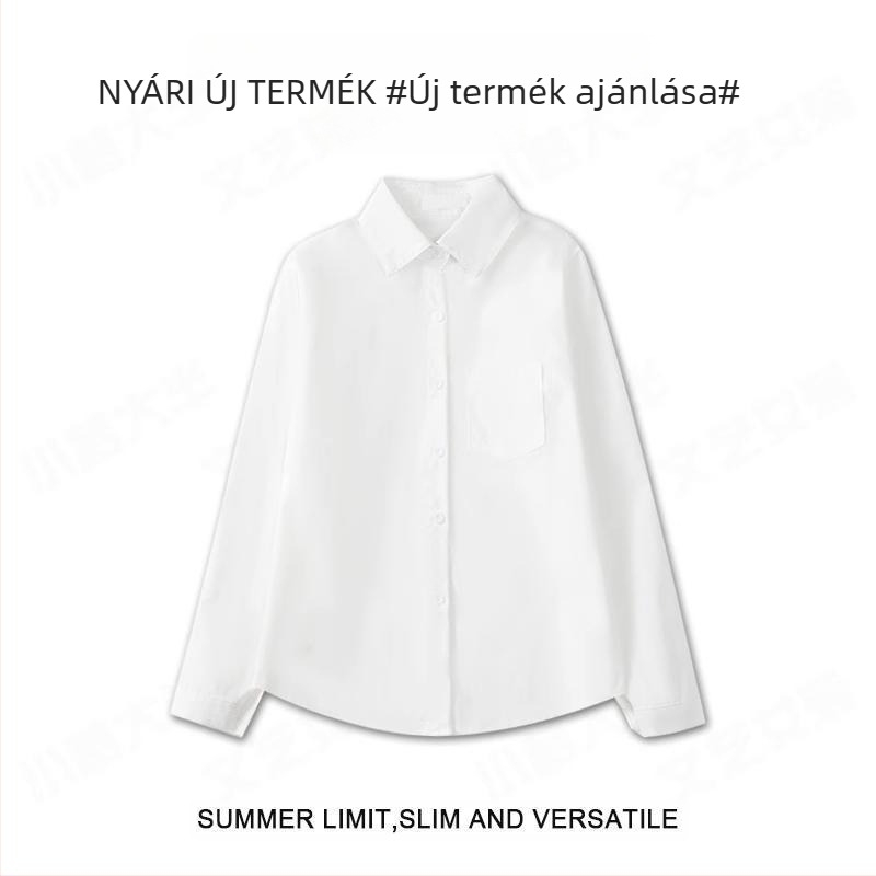 Női Kis méretű őszi-téli felső, luxus JK felsőruházat, fehér ing, lányka diákfelső fehér inggel