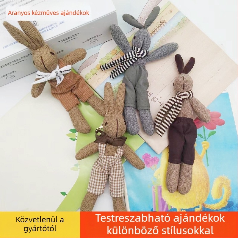 Kreatív Houndstooth Nyuszi Táska Medál Aranyos Baba Kulcstartó Plüss Játék Baba Baba Medál