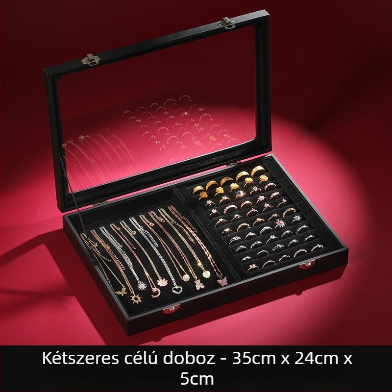 Nagy kapacitású ékszertároló doboz Ékszerdoboz Ékszerkiállító doboz Fülbevalók Fülbevalók Nyaklánc Karkötő Gyűrűdoboz