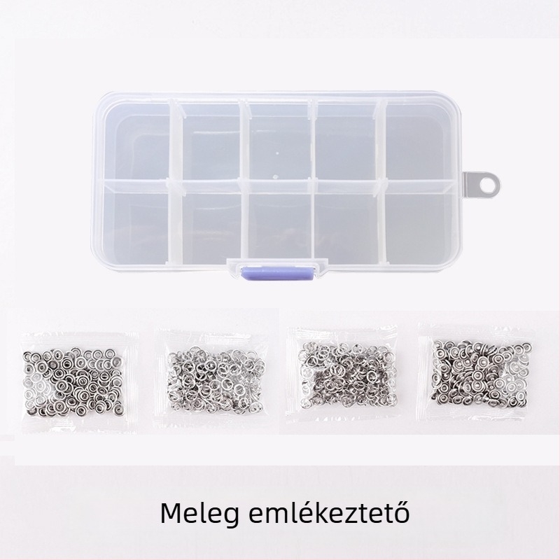 Ötágú csatszerelő szerszámkészlet, szeg- és varrásmentes babaruha takarótartó, patentgomb, anyóscsat, kis gomb