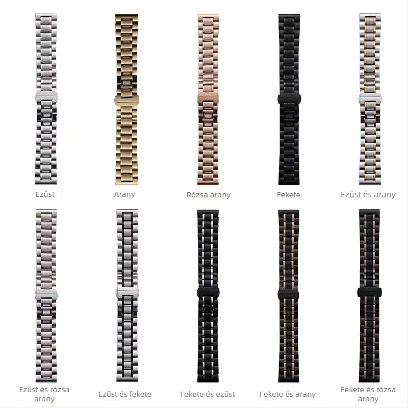 Apple AppleWatch Five Beads Makers tömör pillangós csattal iWatch rozsdamentes acél Huawei óraszíj