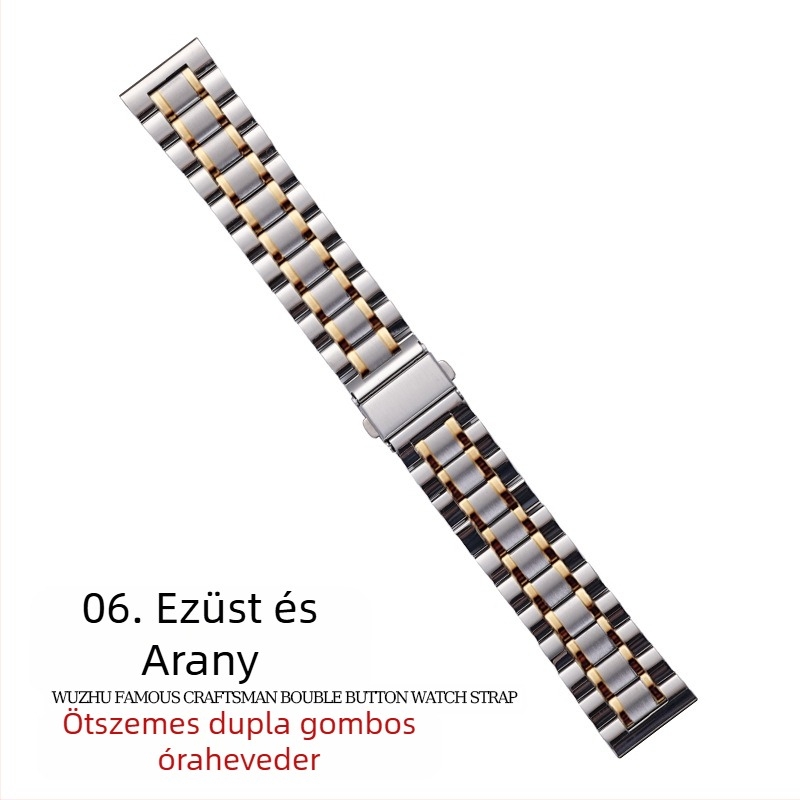 Apple AppleWatch Five Beads Makers tömör pillangós csattal iWatch rozsdamentes acél Huawei óraszíj
