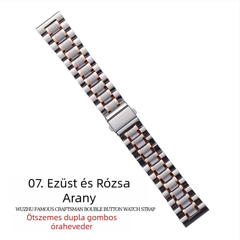 Apple AppleWatch Five Beads Makers tömör pillangós csattal iWatch rozsdamentes acél Huawei óraszíj