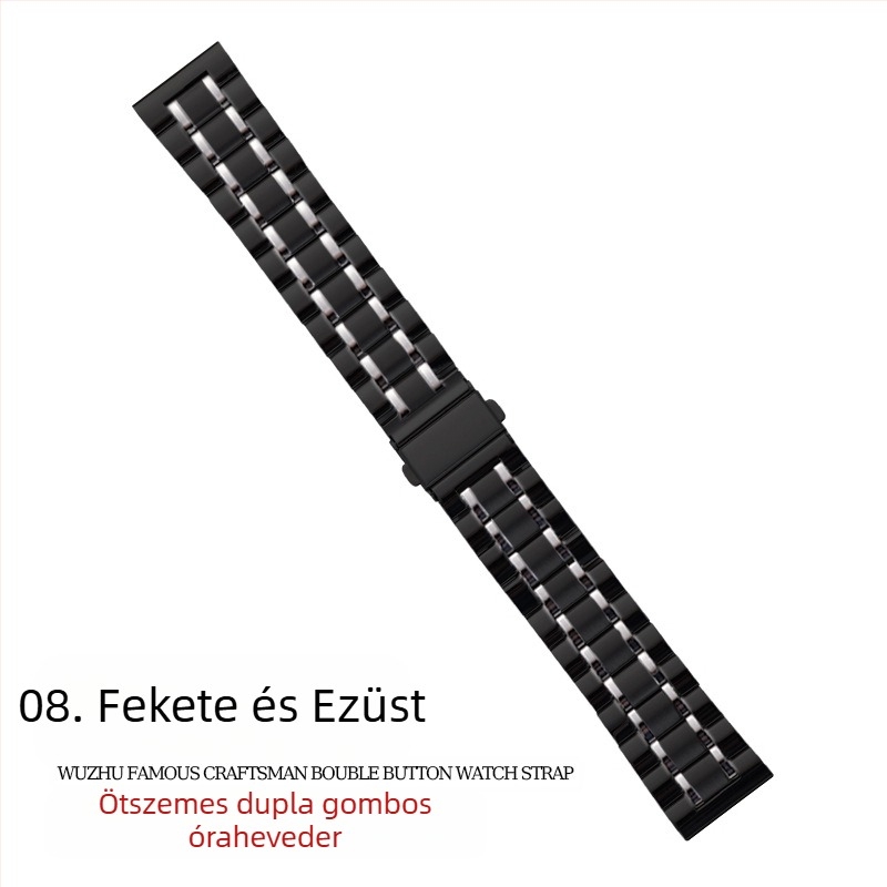 Apple AppleWatch Five Beads Makers tömör pillangós csattal iWatch rozsdamentes acél Huawei óraszíj