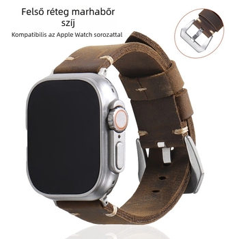 Külkereskedelmi, forró eladású, első rétegű marhabőr szíj Apple Watch sorozatú férfi bőr óraszíjhoz