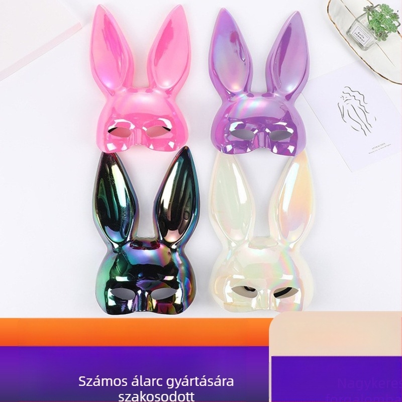 Határokon átnyúló népszerű Halloween labda galvanizált nyúlmaszk bár party szexi nyuszi mert öltöztetős kellékek