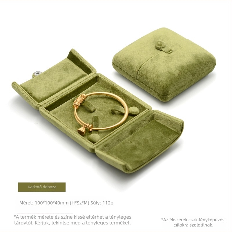 Dupla fűzöld bársony gyűrűdoboz fülbevaló nyaklánc doboz karkötő doboz karkötő karkötő doboz ékszercsomagolás