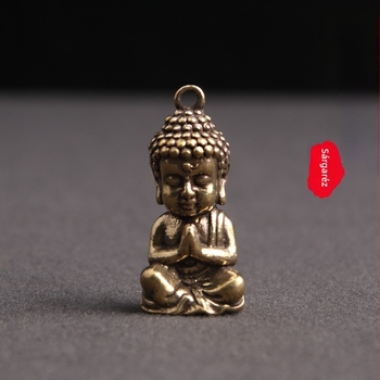 Sárgaréz tömör retró kopott Sakyamuni Buddha kulcstartó medál biztonságos, kedvező medál stand kínálat