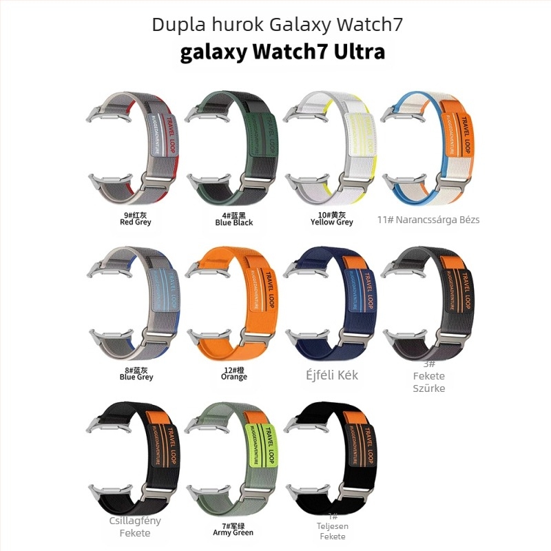 Samsung Galaxy Watch7Ultra dupla szakaszú Wild Trail nejlon tépőzáras, lélegző sportszíjjal kompatibilis