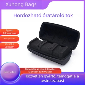 Gyári közvetlen értékesítésű Eva óradoboz, vízálló és esésgátló, hárompozíciós fekete óratáska, hordozható Eva óratároló doboz