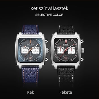 Férfi határokon átnyúló robbanások 2024 új élő robbanások valódi bőr négyzet alakú üzleti multifunkcionális kronográf kvarcóra