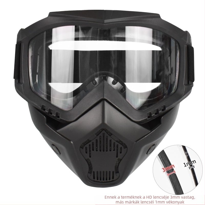 Színváltós lencsés 3 mm-es taktikai maszk kültéri kerékpározáshoz sífutáshoz védőszemüveg maszk kültéri CS védőfelszerelés