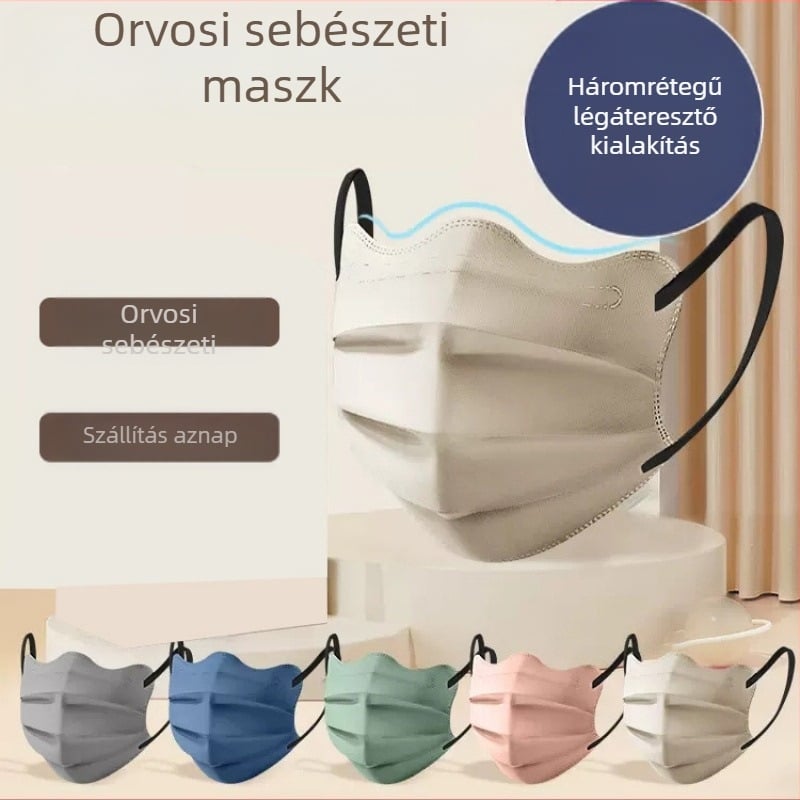 Morandi színes orvosi maszk eldobható orvosi sebészet 3d pillangó hullámos V arc szem sarok női magas színérték