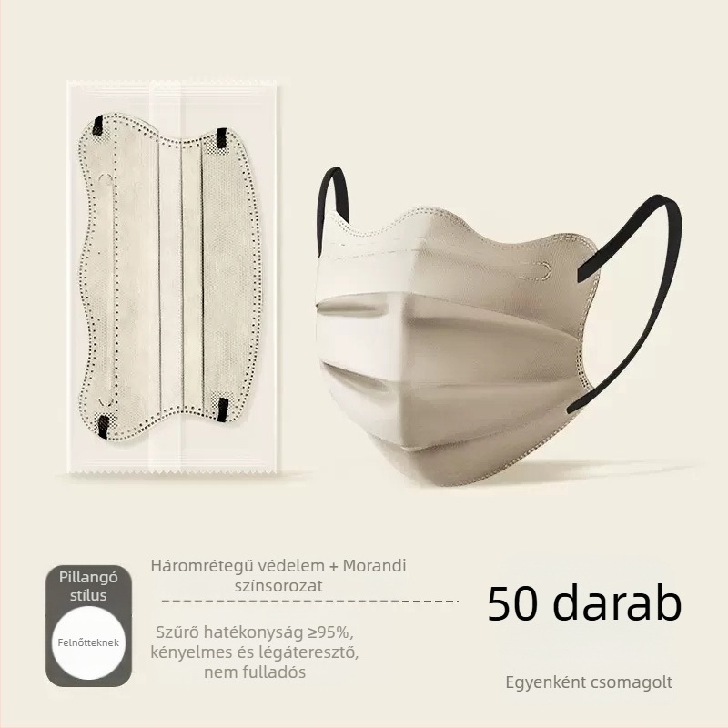 Morandi színes orvosi maszk eldobható orvosi sebészet 3d pillangó hullámos V arc szem sarok női magas színérték