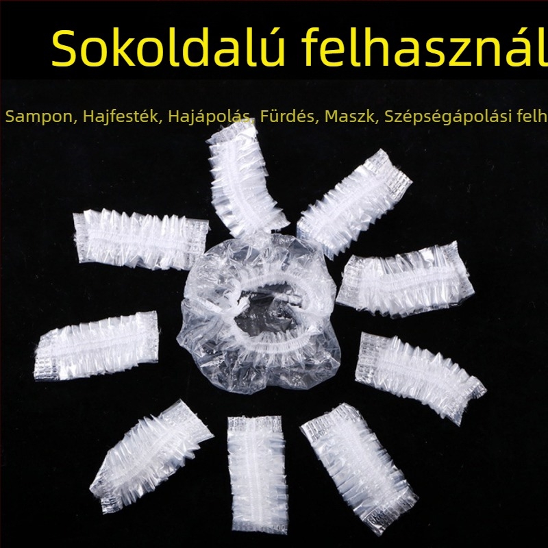 100 kerek sampon hajfesték haj sütőolaj vízálló eldobható fülvédők PE szalag típusú műanyag haj fülvédők nagykereskedelem