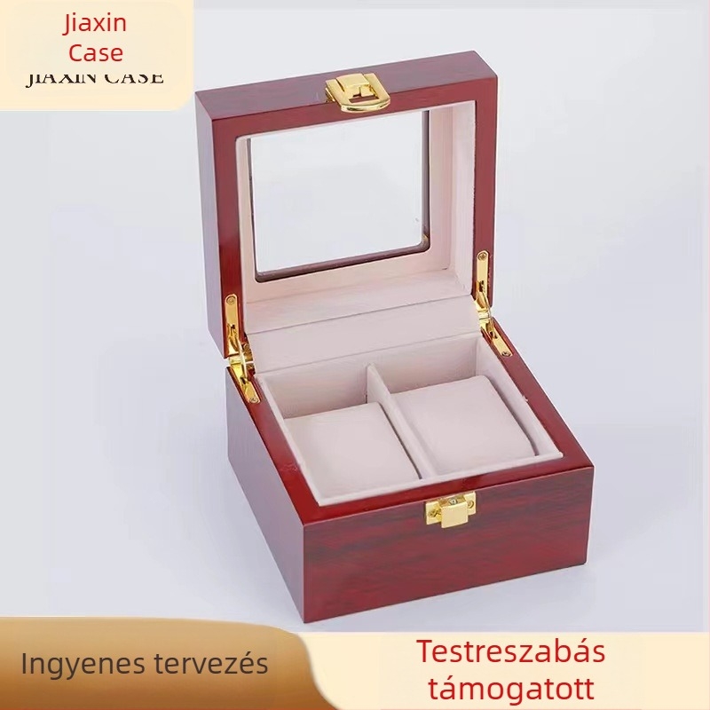 Gyári raktáron nagykereskedelmi 2 bites olajspray festék fa ablak óradoboz tároló doboz bemutató doboz ékszerdoboz
