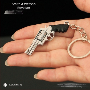 Béke Elite környező fém kulcstartó Smith Wesson Revolver kispuska modell iskolatáska ötvözet medál