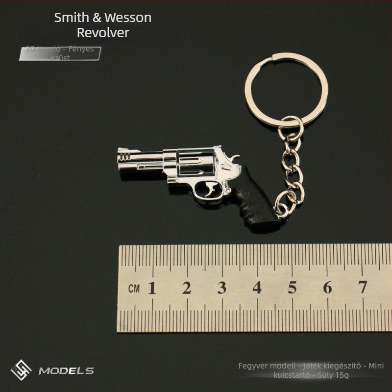 Béke Elite környező fém kulcstartó Smith Wesson Revolver kispuska modell iskolatáska ötvözet medál