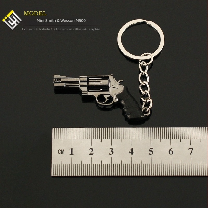 Béke Elite környező fém kulcstartó Smith Wesson Revolver kispuska modell iskolatáska ötvözet medál