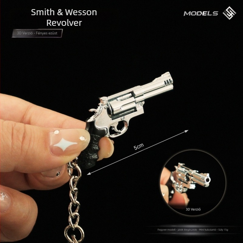 Béke Elite környező fém kulcstartó Smith Wesson Revolver kispuska modell iskolatáska ötvözet medál