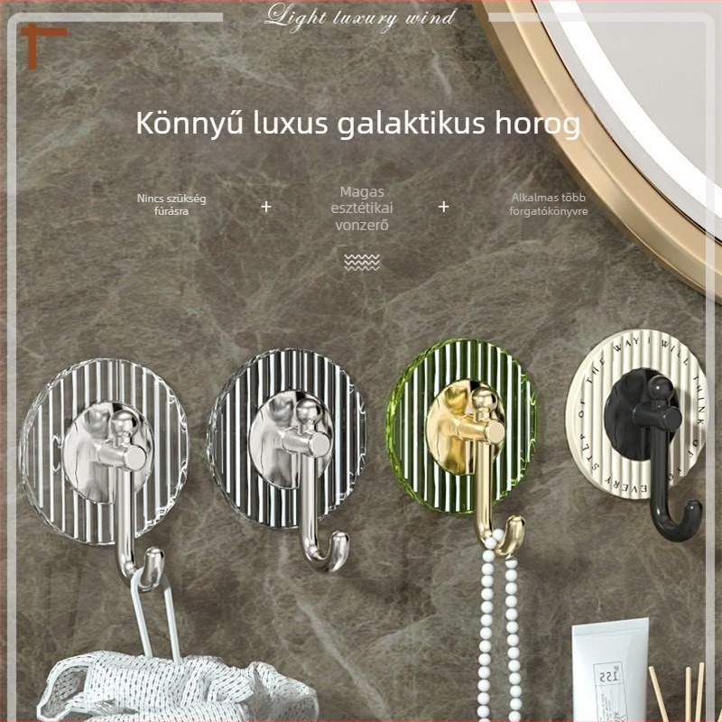 Könnyű, luxus akasztó, öntapadó, erős teherbírású, nem perforált fürdőszobai WC-akasztó, fali ajtóhoz, hátsó, varratmentes törölközőakasztó